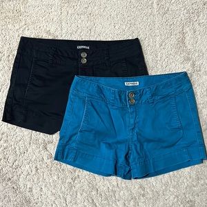 2 pairs of Express shorts black and teal blue